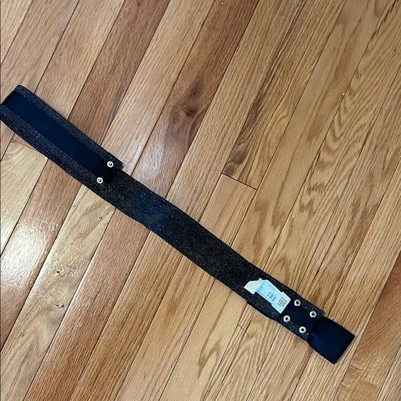 LOFT NWT  Black Stretchy Belt with Silver detail and rhinestones - Picture 2 of 4